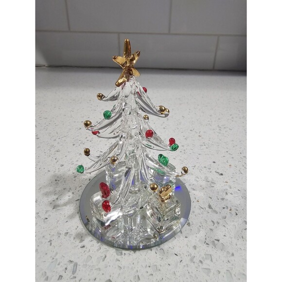 LS Arts Christmas / Blown Venezia Art Glass Christmas Tree & Ornaments 4" - Picture 1 of 5